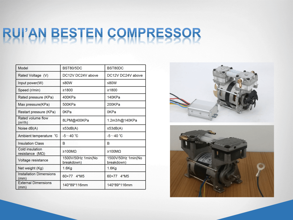 DC oil-free air compressor, DC12V, 24V, 36V, 48V, 60V, 72V, 96V, 110V, 144v, 200V, 320v, 540 DC air compressor