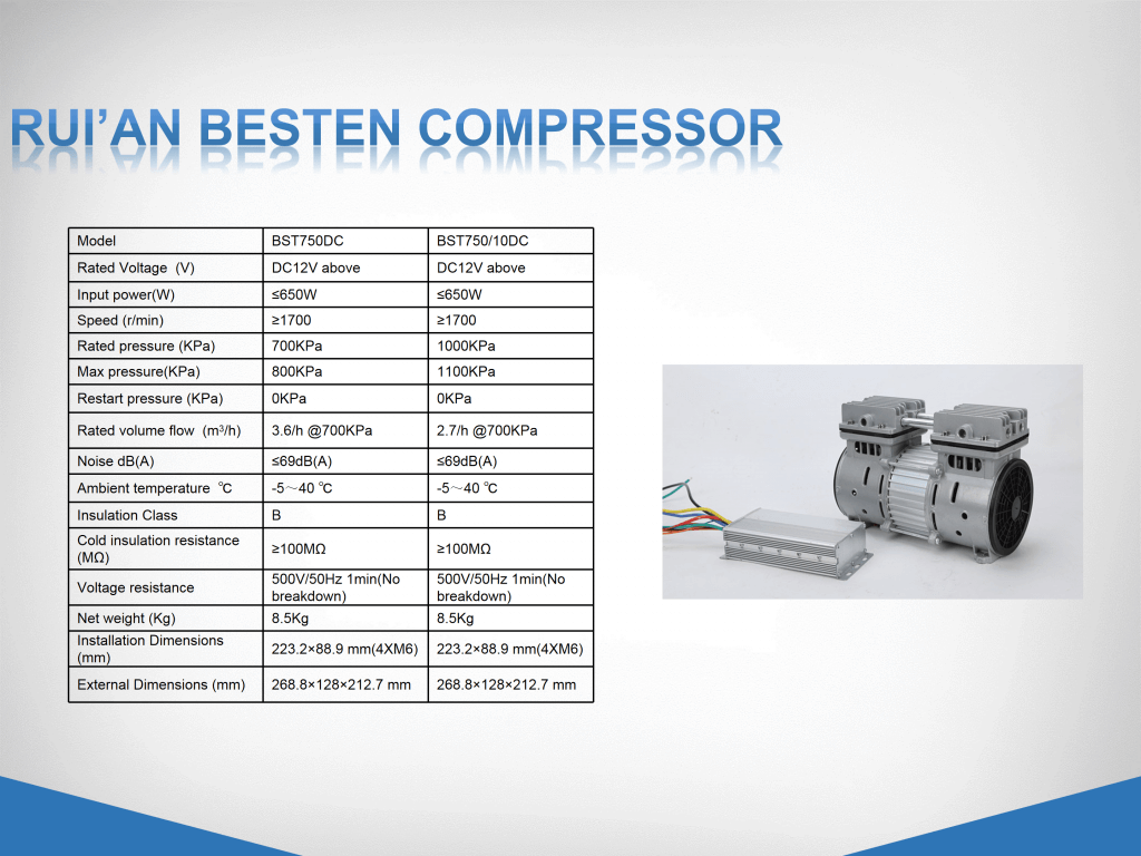 DC oil-free air compressor, DC12V, 24V, 36V, 48V, 60V, 72V, 96V, 110V, 144v, 200V, 320v, 540 DC air compressor