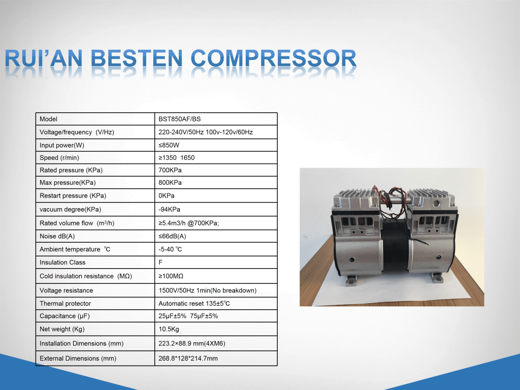 Oil free air compressor head