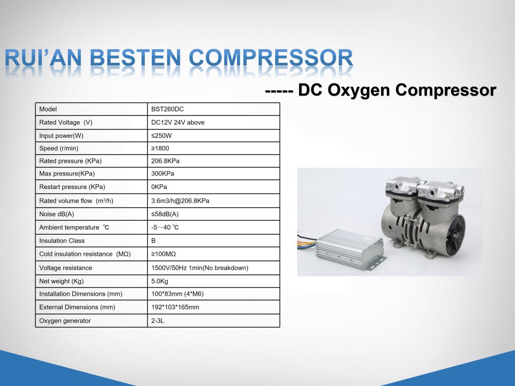 Oil free air compressor for oxygen generator