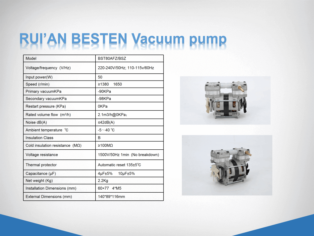 Oil free vacuum pump
