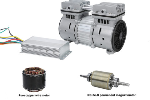 BSTEN 空压机机头直流DC12V/24V/36V/48V/60V/72V/96V/110V/270V/540V大排量无水洁净工业用润滑欧美出口高品质实验室用BST750DC