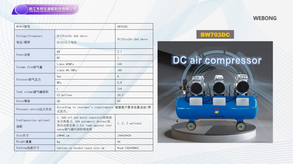 BSTEN 整机空气压缩机DC12V/24V/36V/48V/60V/72V/96V/110V/270V/540V整机活塞式制氧机呼吸机BW703DC