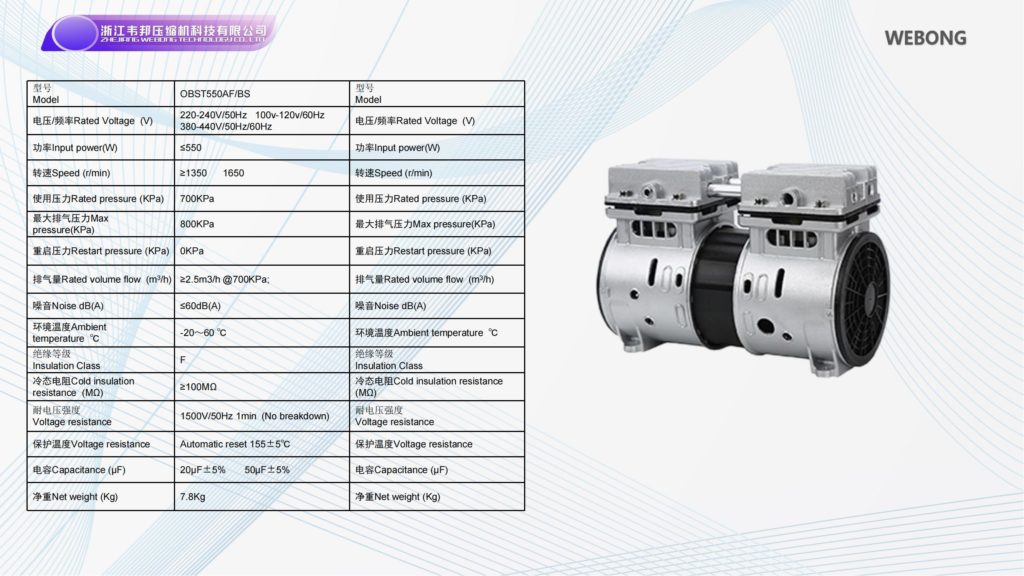 BSTEN 真压泵无油空压机交流AC 220V/110V/380V列车用大排量无水洁净工业用OBST550AF/BS