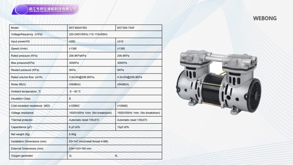 BSTEN 制氧机静音无油空压机交流AC 220V/110V/380V洁净工业用润滑欧美出口，高品质BST300AF/BS